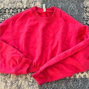 NEON PINK ALO YOGA CROPPED SWEATSHIRT